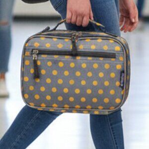 Gray and Yellow Polka Dot Lunch Bag